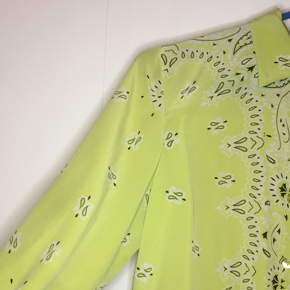 Lime Green Paisley Button Up - Picture 4 of 6